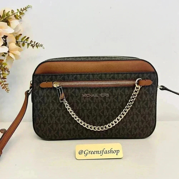 Michael kors purse Jet Set Large East/West Zip Chain crossbody bag brown